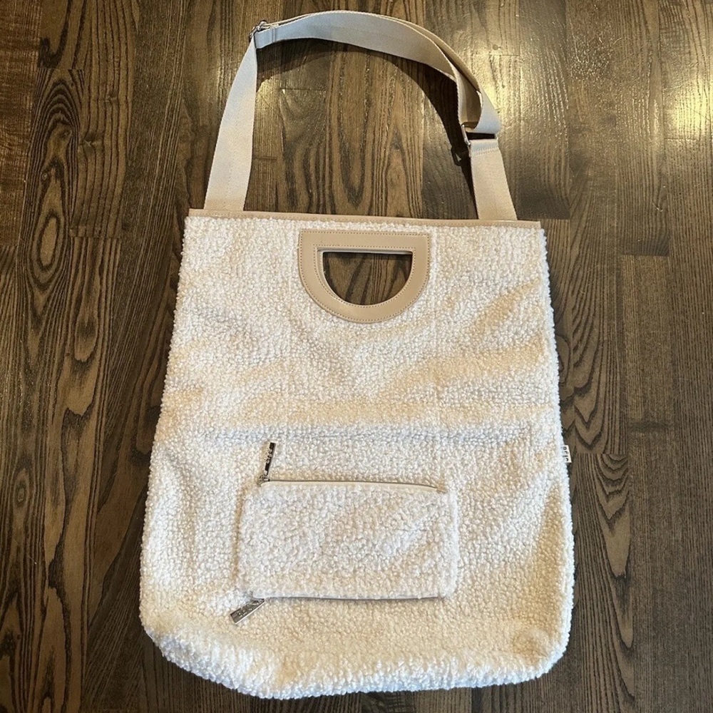 BEIS The Messenger Tote Bag Faux Shearling